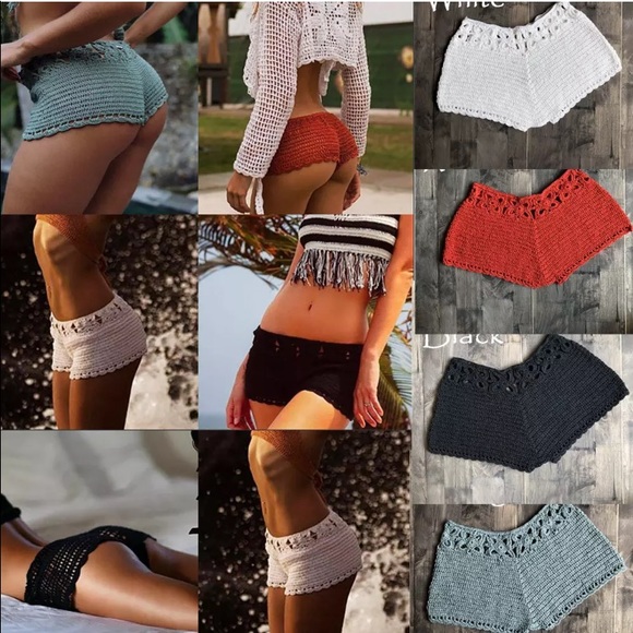 1 LEFT! Small Black Handmade Crochet Shorts - Picture 2 of 5